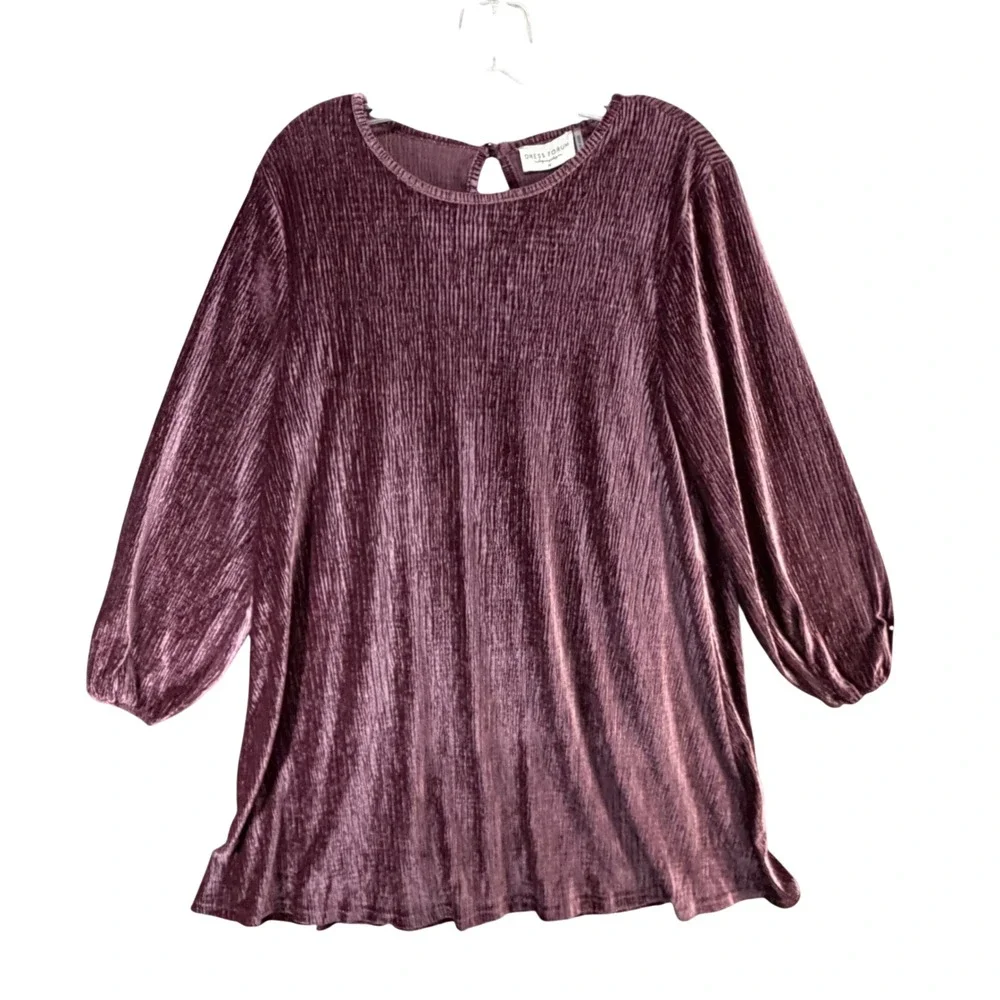 Dress Forum Velvet Tunic Dress Womens M Plum Plisse Style Crinkled Romantic Goth